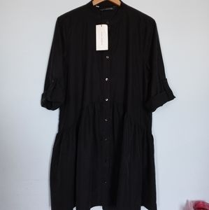 ZARA button down dropped waist dress